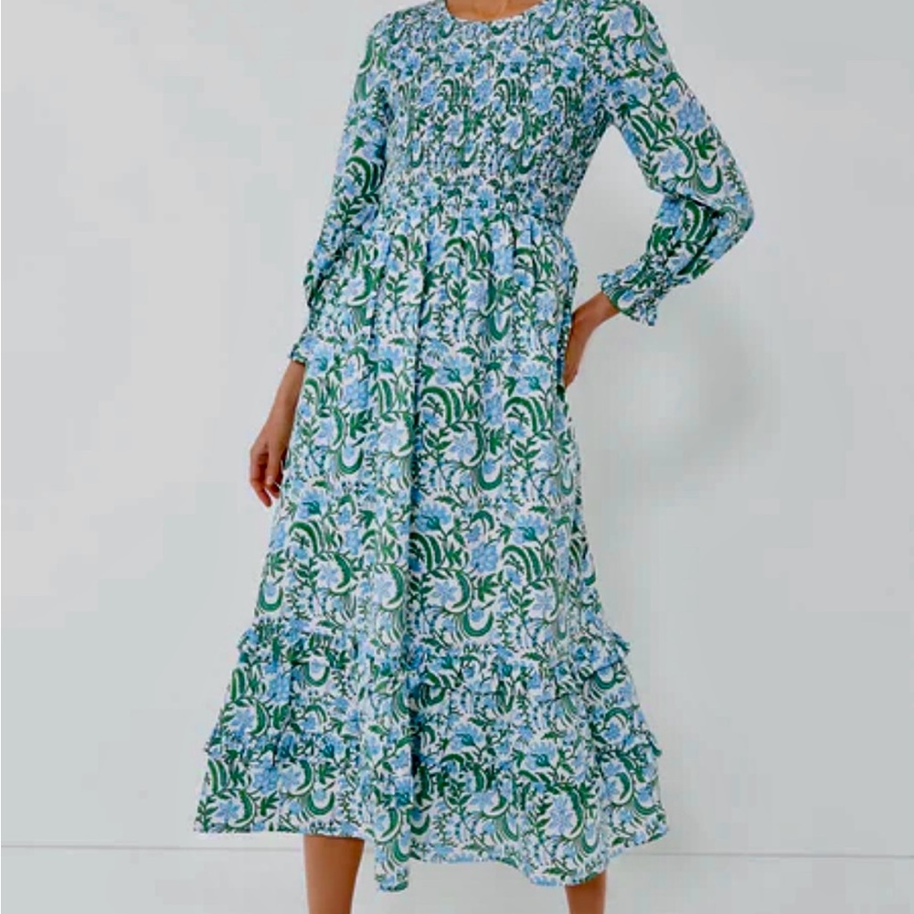 Pink City Prints Smocked maxi dress